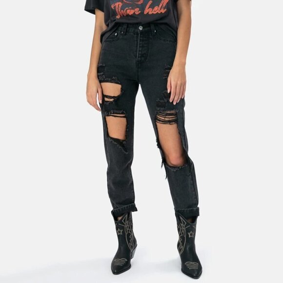 NWT Adika Distressed Boyfriend Jeans - Picture 1 of 7